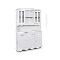 inter link - armoire vitrine - armoire de cuisine - vaisselle - armoire de salle à manger - vitrine - vitrine sur pied - style maison de campagne - pin massif - 3 portes - siena - blanc laqué