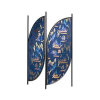 wiener gtv design - paravent feng bleu 140 x 20 194 cm designer testatonda tissu, hêtre cintré