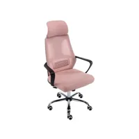 eliass - fauteuil de bureau ergonomique - hauteur ajustable - avec accoudoirs - chaise de bureau télétravail - rose