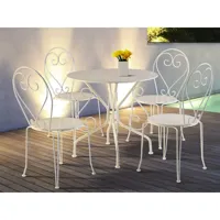 vente-unique lot de 4 chaises de jardin empilables en métal façon fer forgé  - blanc - guermantes de mylia  blanc